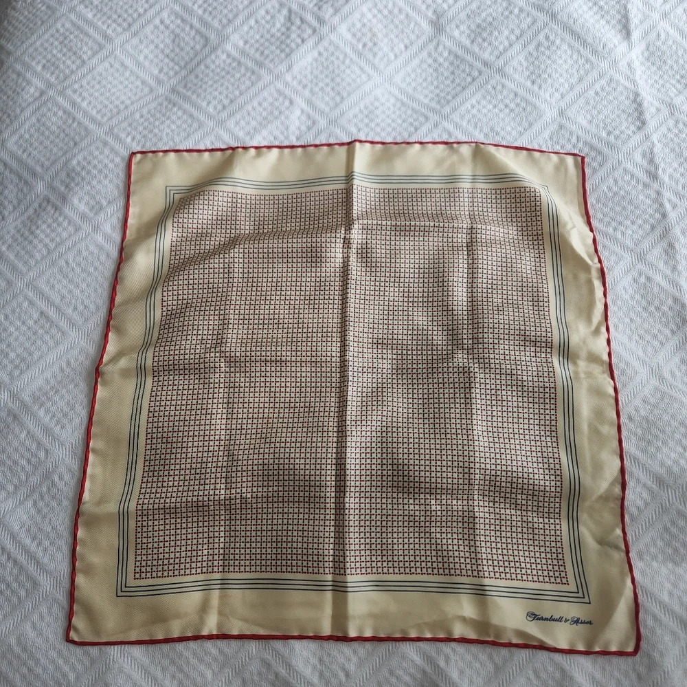 Turnbull & Asser Silk Scarf with Red and Cream Pattern